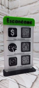 Se hacen código Qr en acrílico, para negocios y empresas con cobertura a todo el país, códigos QR para métodos de pago