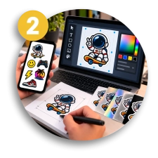 Paso 2 para enviar a hacer stickers en 3d diseño medellin